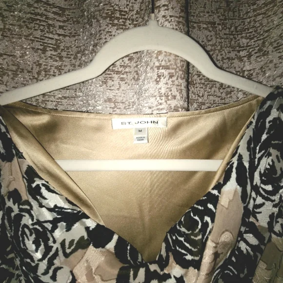 St. John Black and Cream Floral Blouse - Picture 2 of 5